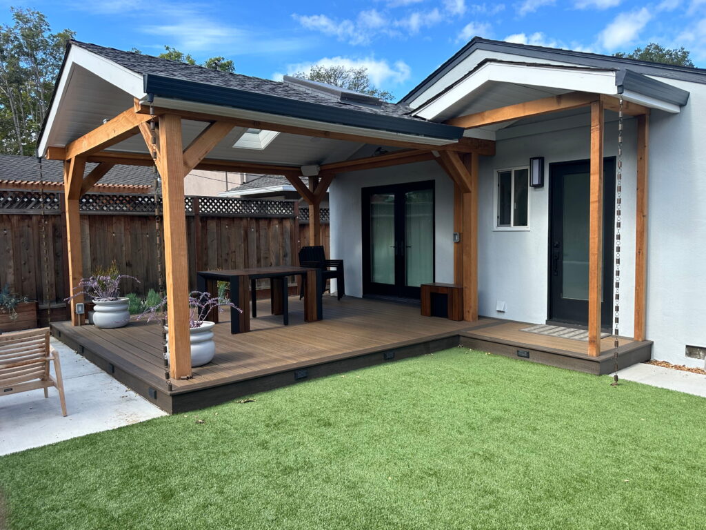 covered backyard deck build in san jose